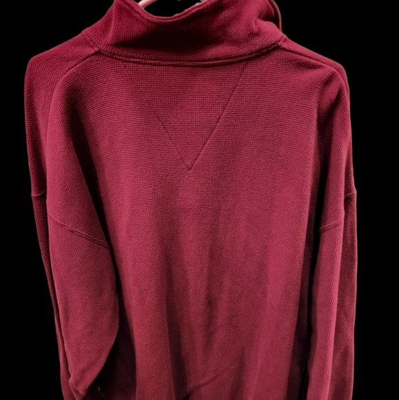 Vintage Santee Hvywt Sweatshirt burgundy Stripe Trim 1/4 Zip Neckline Size XL - Picture 2 of 4